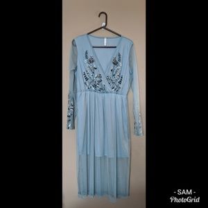 Embroidered Mesh Dress